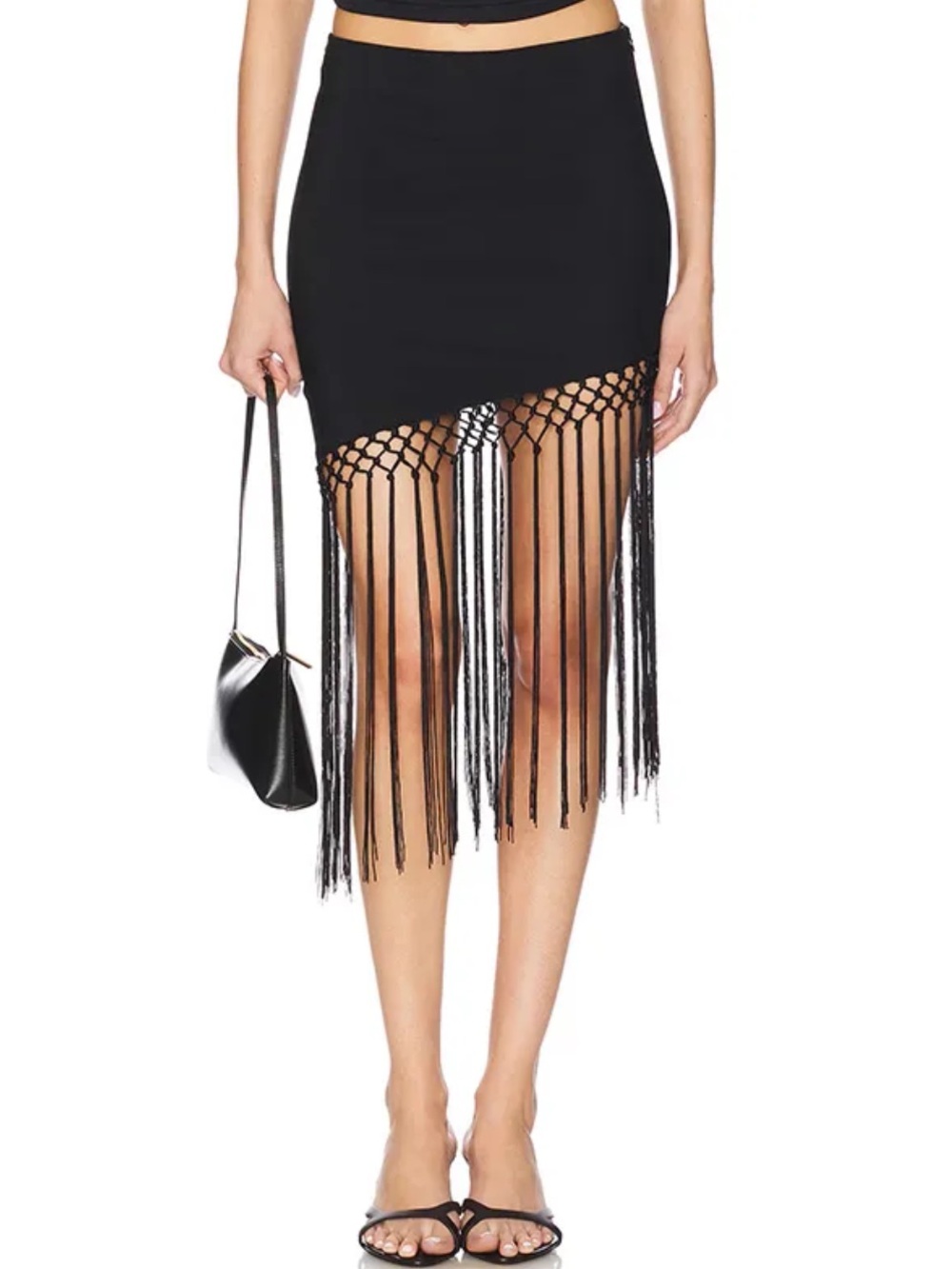 MORE TO COME Sadie Fringe Skirt in Black